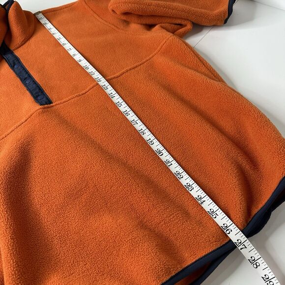 Vtg LL Bean Fleece Pullover Mens Sz M Orange Snap Closure Gorpcore Outdoors 90s - Picture 8 of 10